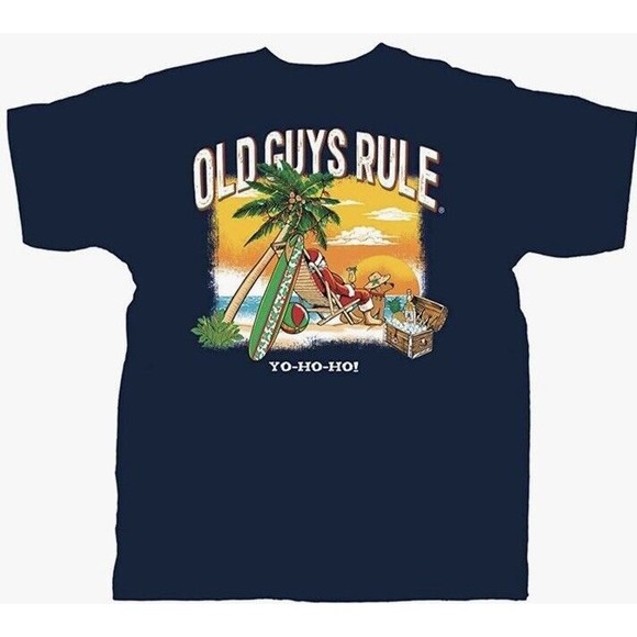 Old Guys Rule T Shirt for Men ~ Yo-Ho-Ho ~ Med. Navy ~ Dads Holidays Shirt ~ New - Picture 2 of 14